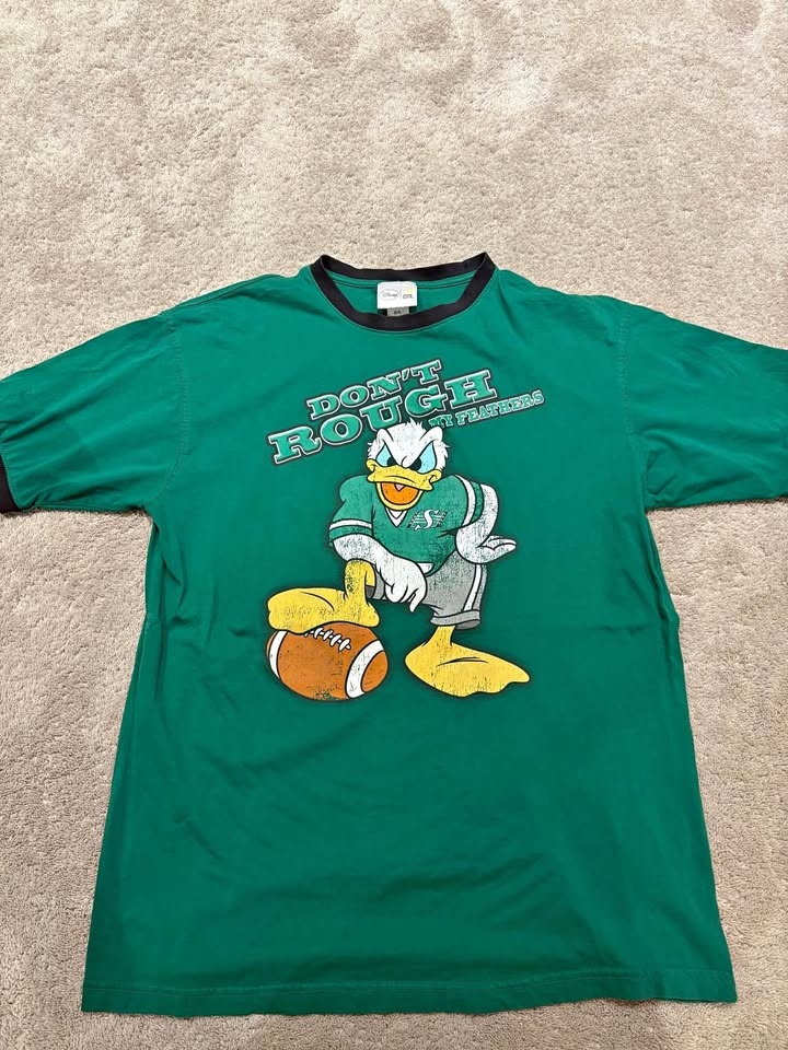 Disney CFL Donald Duck Football Green Ringer T-Shirt G/L