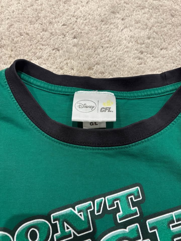 Disney CFL Donald Duck Football Green Ringer T-Shirt G/L - photo 2