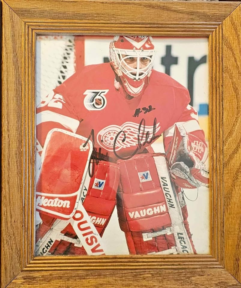Red Wings Goalies Tim Cheveldae Glen Hanlon 8x10 Autographed