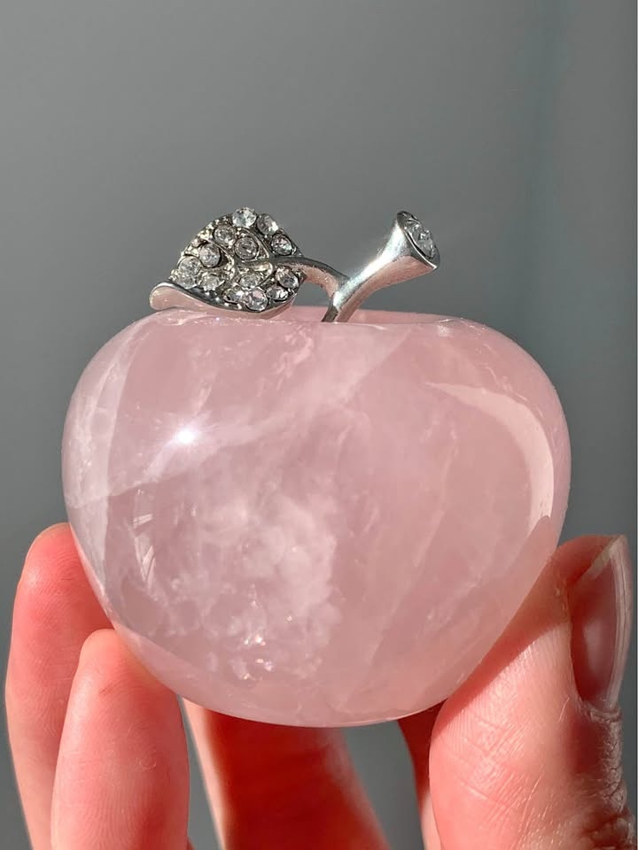 Rose Quartz Apple Carving