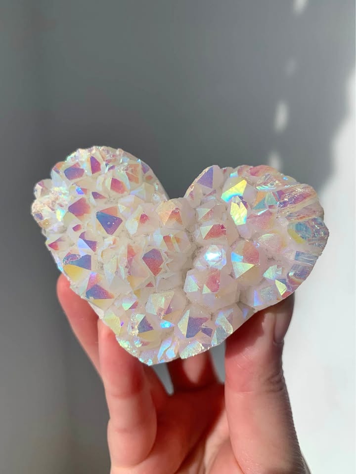 Beautiful Aura Quartz Heart Cluster