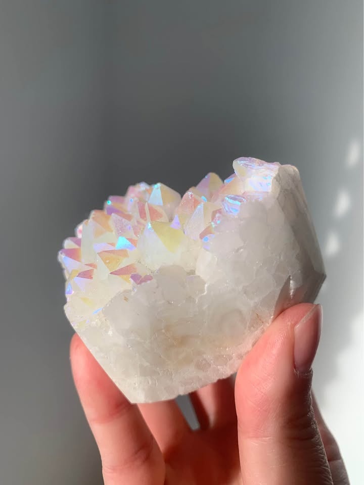 Beautiful Aura Quartz Heart Cluster - photo 4