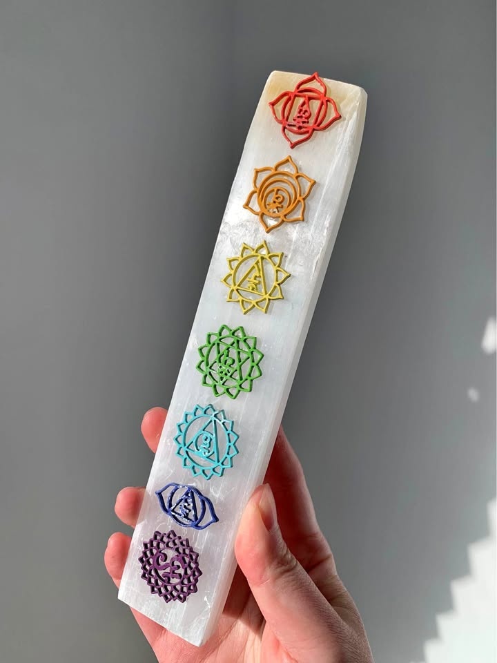 7 Chakra Selenite Slab - 20cm length