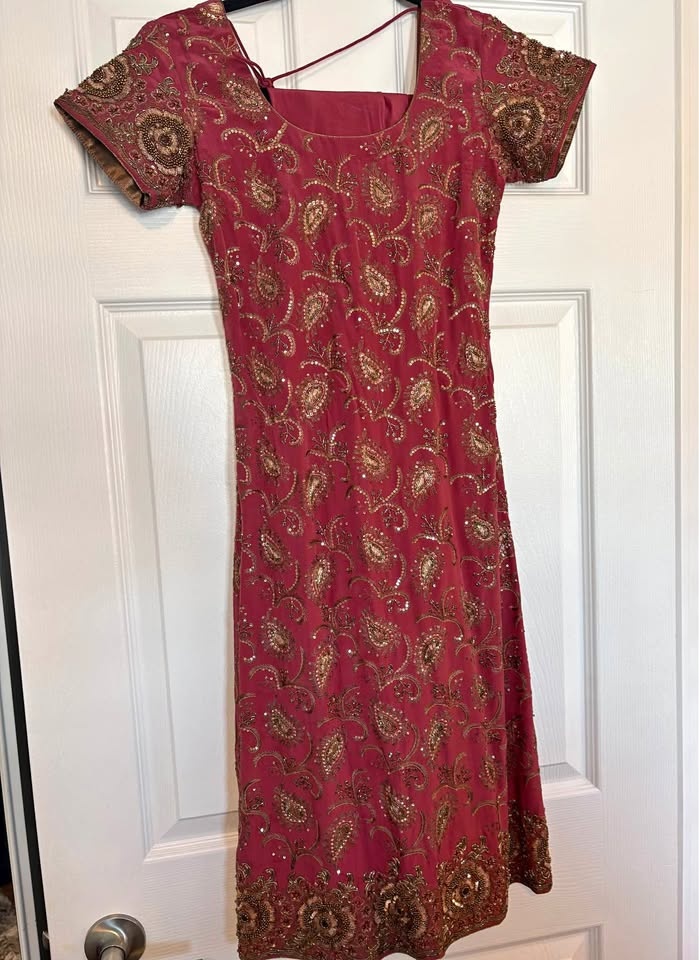 Dark Mauve Purple Indian Outfit – Embellished