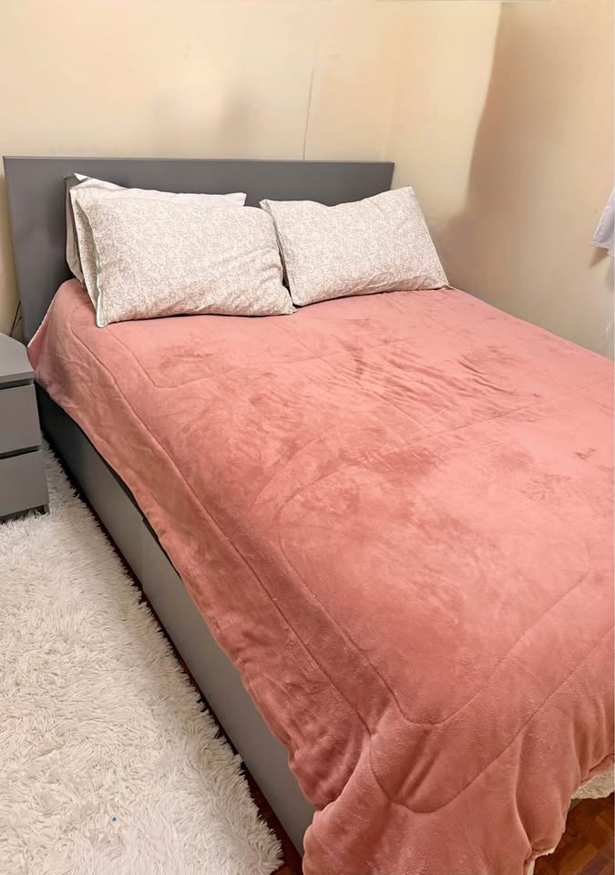 IKEA MALM High Bed Frame w/ Storage Drawers - Queen - Gray