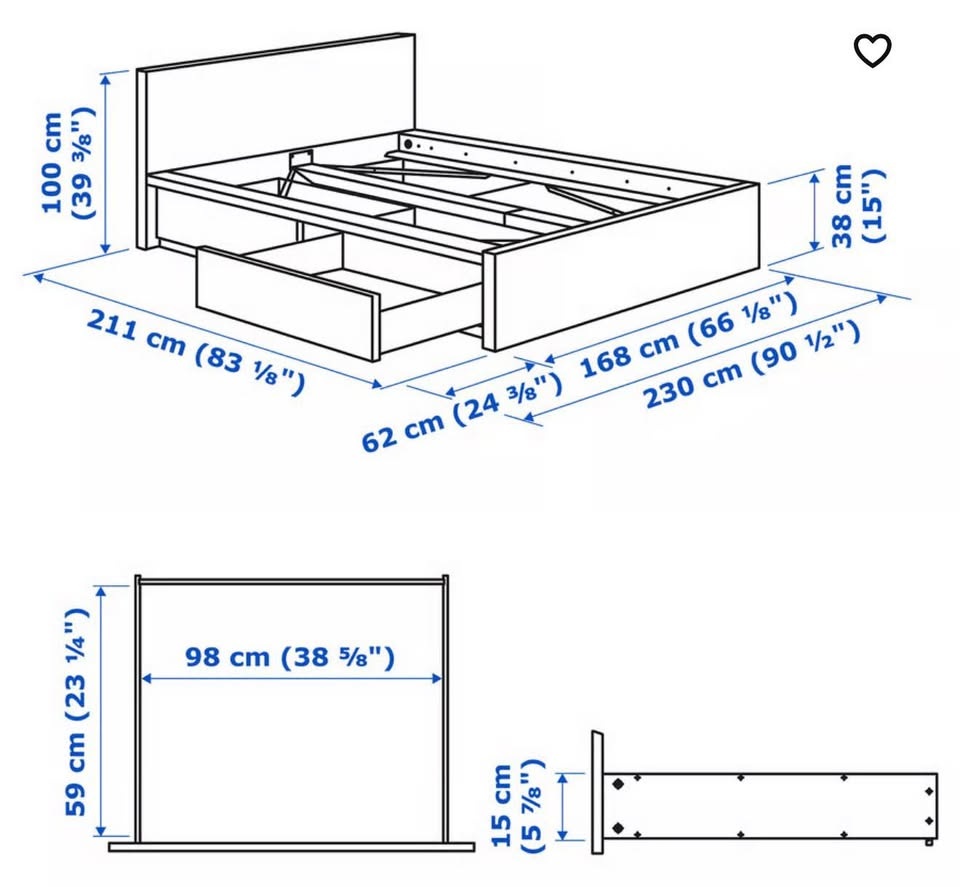 IKEA MALM High Bed Frame w/ Storage Drawers - Queen - Gray - photo 3