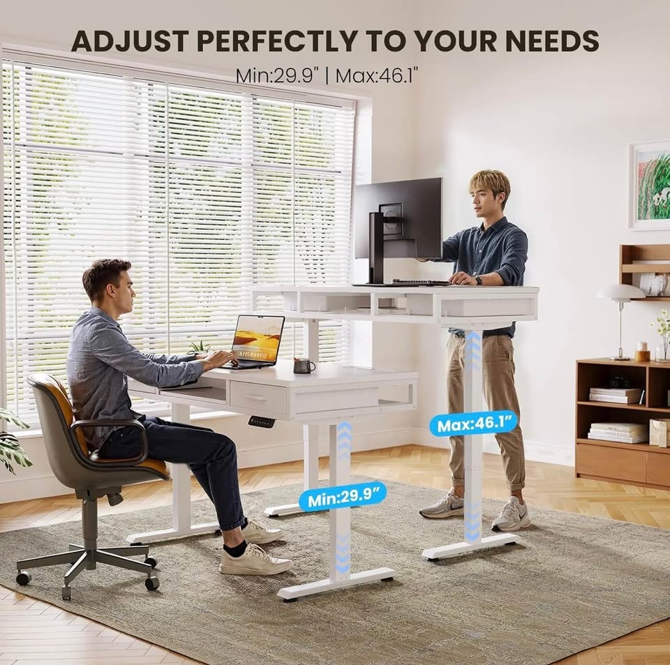 Standing Desk with Drawers & Keyboard Tray – 55” Height Adjustab - photo 3