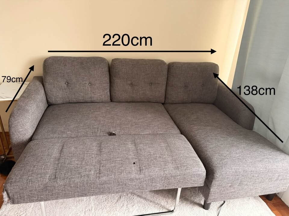 Gray Sectional Sofa Bed (get blanket and cushions for free!) - photo 5
