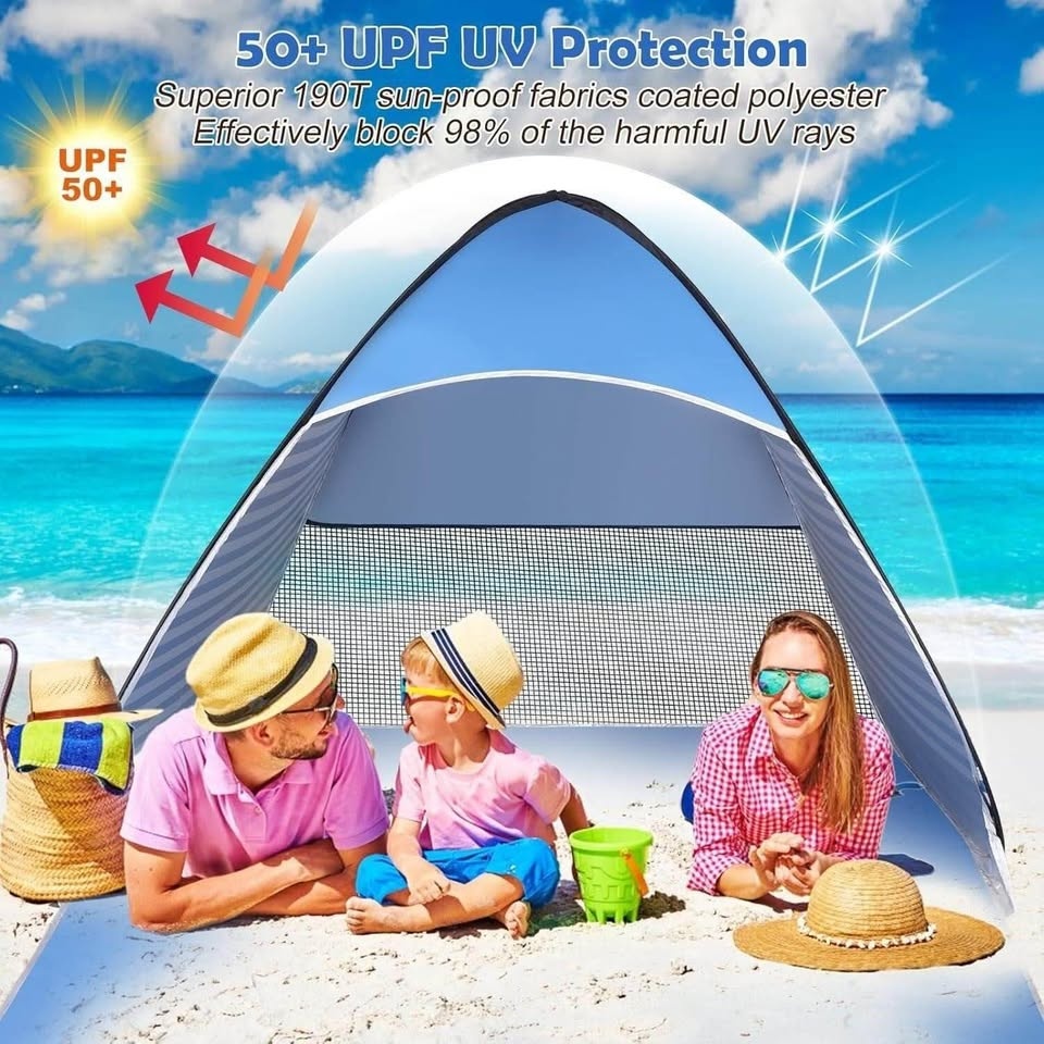 Easy Pop Up Beach Tent 2-3 Person Sun Shelter - photo 2