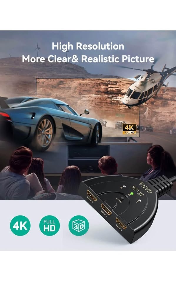 HDMI Switch 4k@30Hz, GANA Gold-plated 3 Port - photo 4
