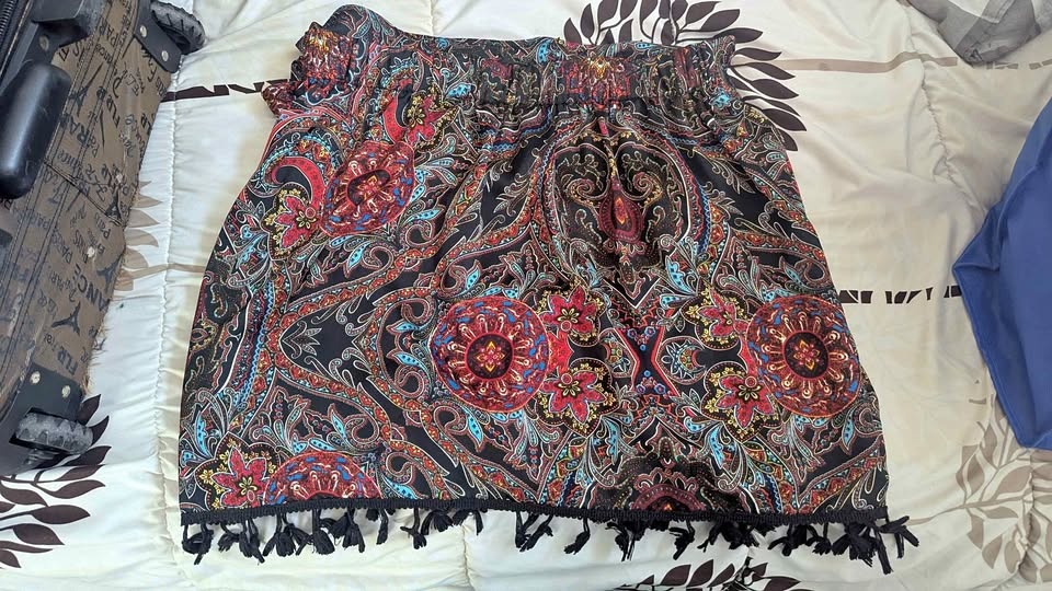 Skirt with Tassel Fringe Trim