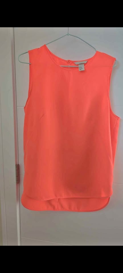 H&M Vibrant Neon Coral Sleeveless Blouse