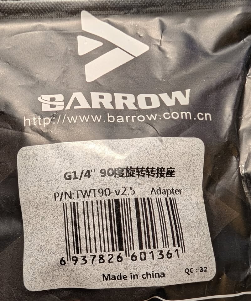 Barrow G1/4" 90 Degree Elbow Rotary Water Cooling Fitting TZKM-V - photo 3
