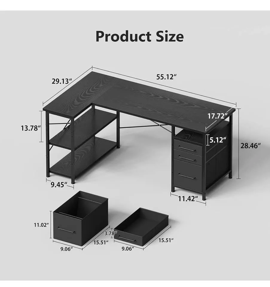 Brand New - 55" Computer Desk with Drawers image indicator(3)