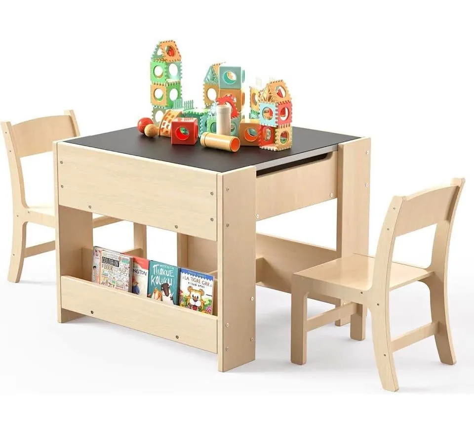 4-in-1 Kids Desk with 2 Chairs thumbnail
