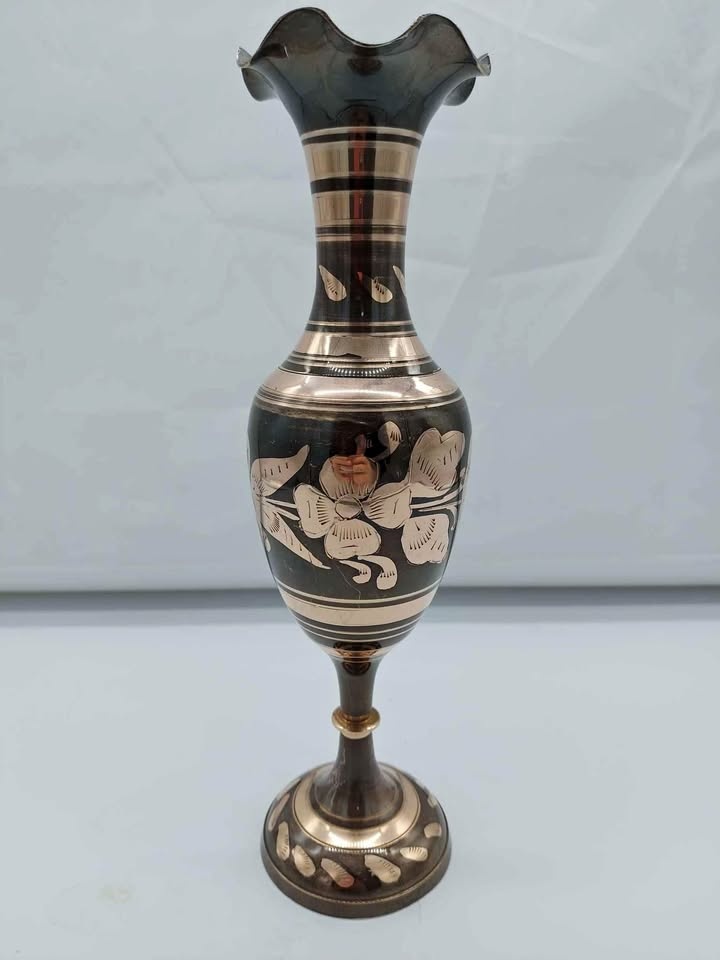 Vintage Solid Brass Roughly 12 Inch Vase