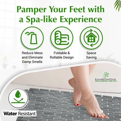 Bamboo Bath Mat Grey (48x16") + Soap Dish - photo 4