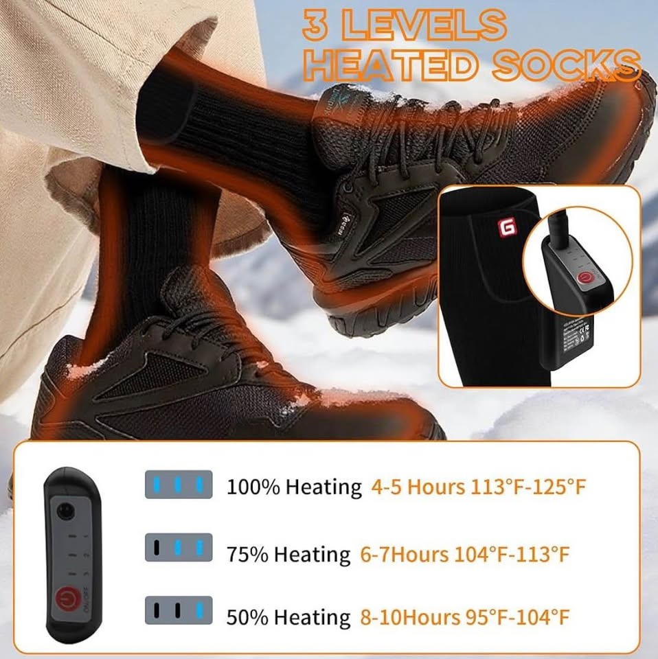 MMlove Heated Socks for Men Women 3 Heat Settings - photo 2