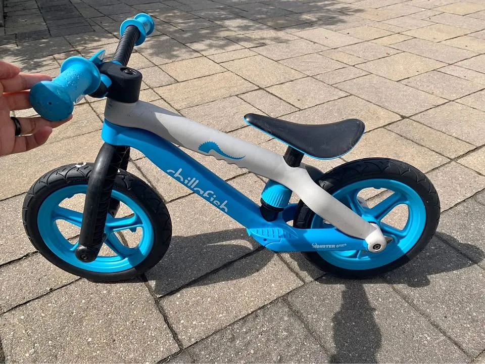Toddler blue balance bike with adjustable seat height thumbnail
