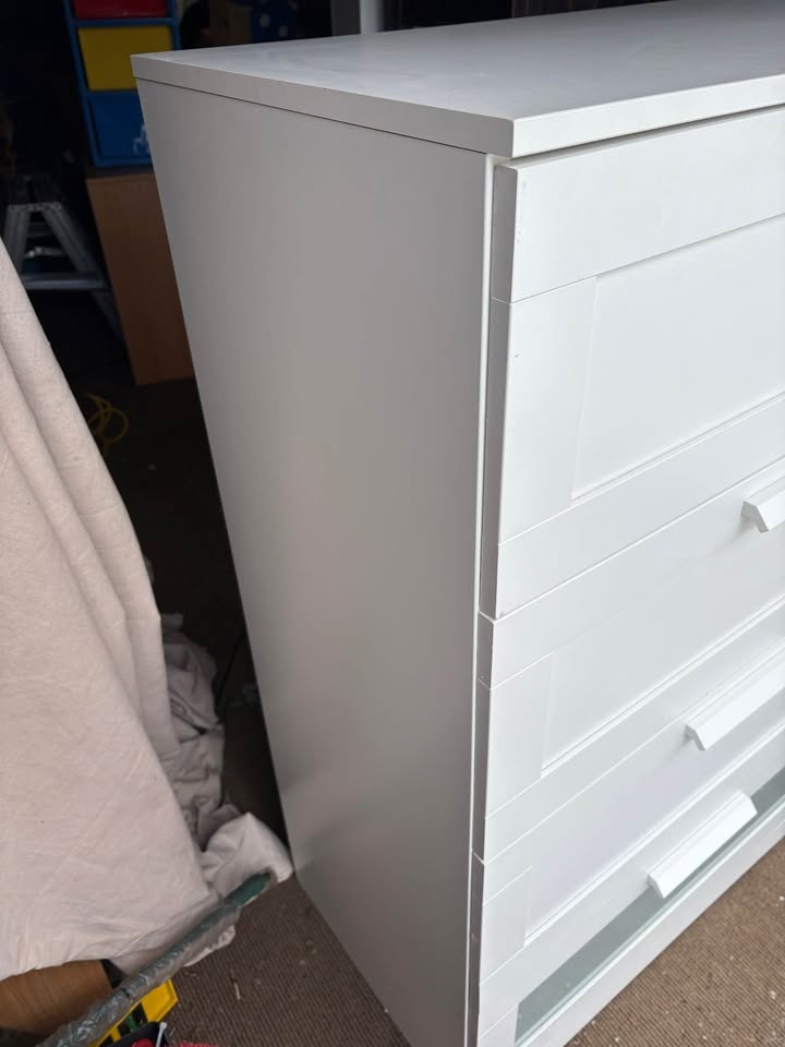 Ikea BRIMNES White 4-Drawer Dresser with Glass Bottom Drawer - photo 3