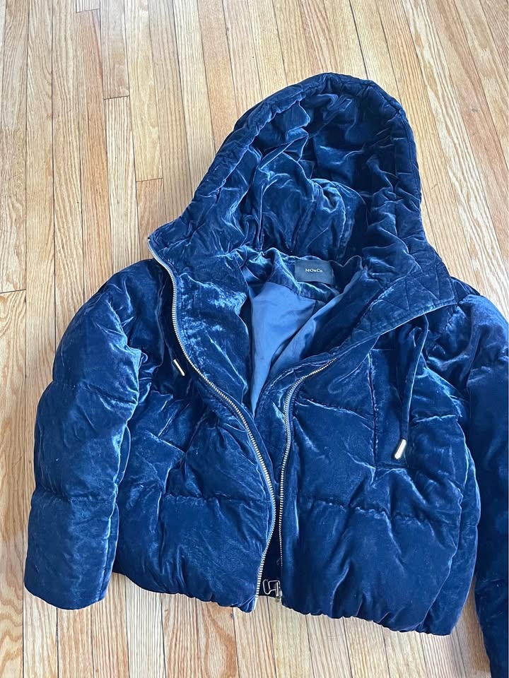 Mo&Co Navy Velvet Puffer