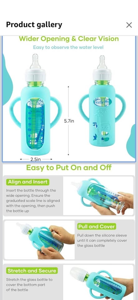 Cute Baby Bottles with Silicone Sleeves & Handles - Panda Design - photo 5