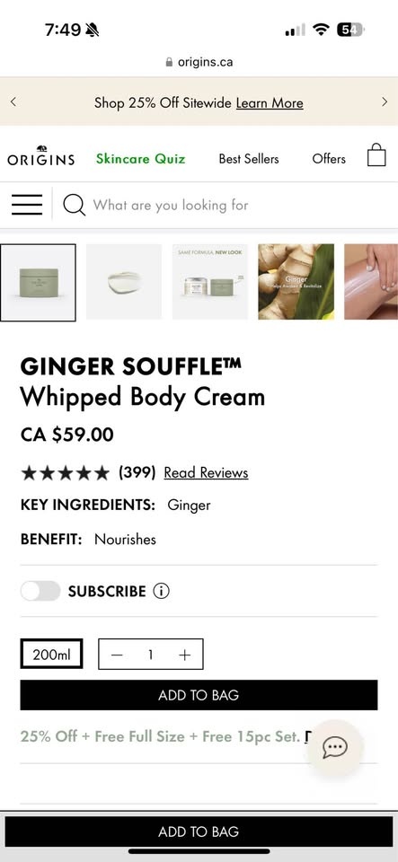 Origins Ginger Souffle Whipped Body Cream new 200ml - photo 4