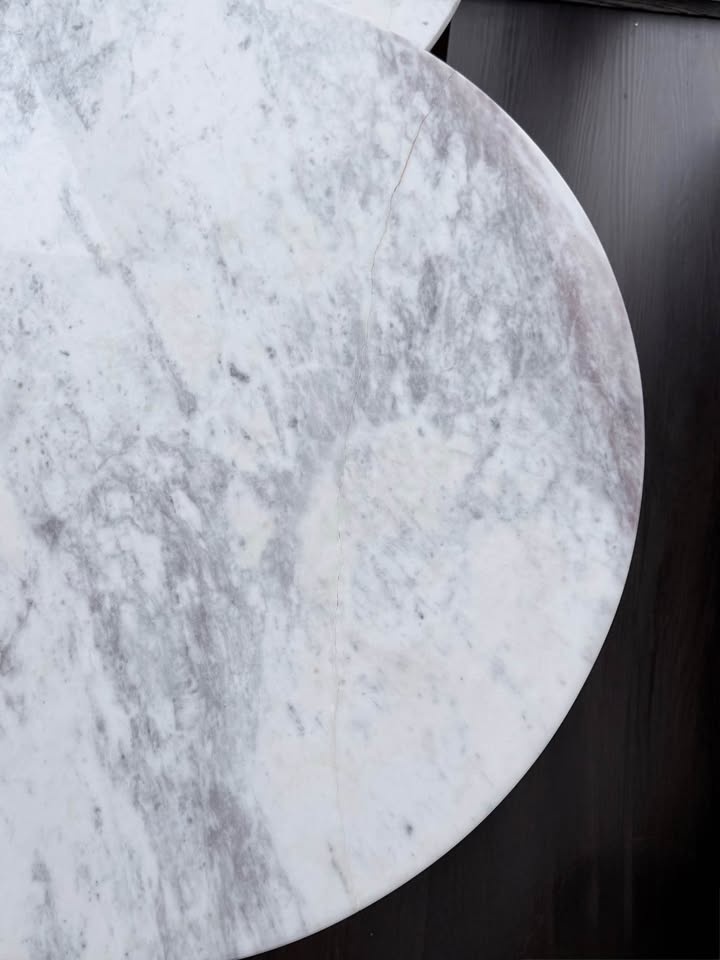 REAL Marble & Brass Gold Nesting Coffee Table Set (2-Piece) - photo 3