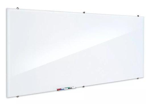 ULINE Magnetic Glass Dry Erase Board - White, 8' x 4'