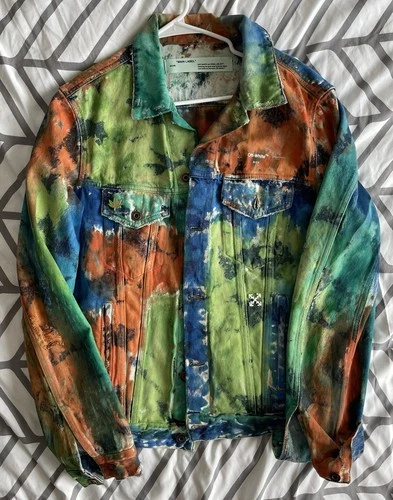 Off White Jean Jacket Men’s Sz L 100 % Authentic
