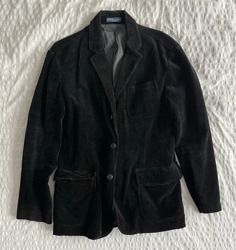 Polo By Ralph Lauren Black Corduroy Sports Coat Sz 42R