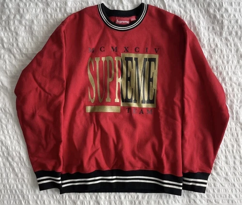 Supreme Team Crewneck Red Sz M 100 % Authentic