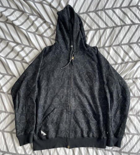 10 Deep Full Zip Hoodie Black Sz L 100 % Authentic