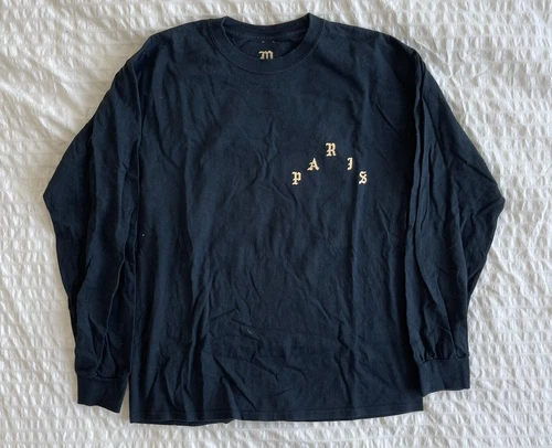 Paris Kanye West Black Long Sleeve T Shirt Sz M 100 % Authentic