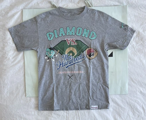 Diamond Supply Co X The Hundreds Baseball T Shirt Grey Sz M