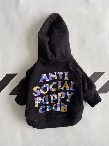 Spark Paws Anti Social Puppy Club Dog Hoodie Black Sz S