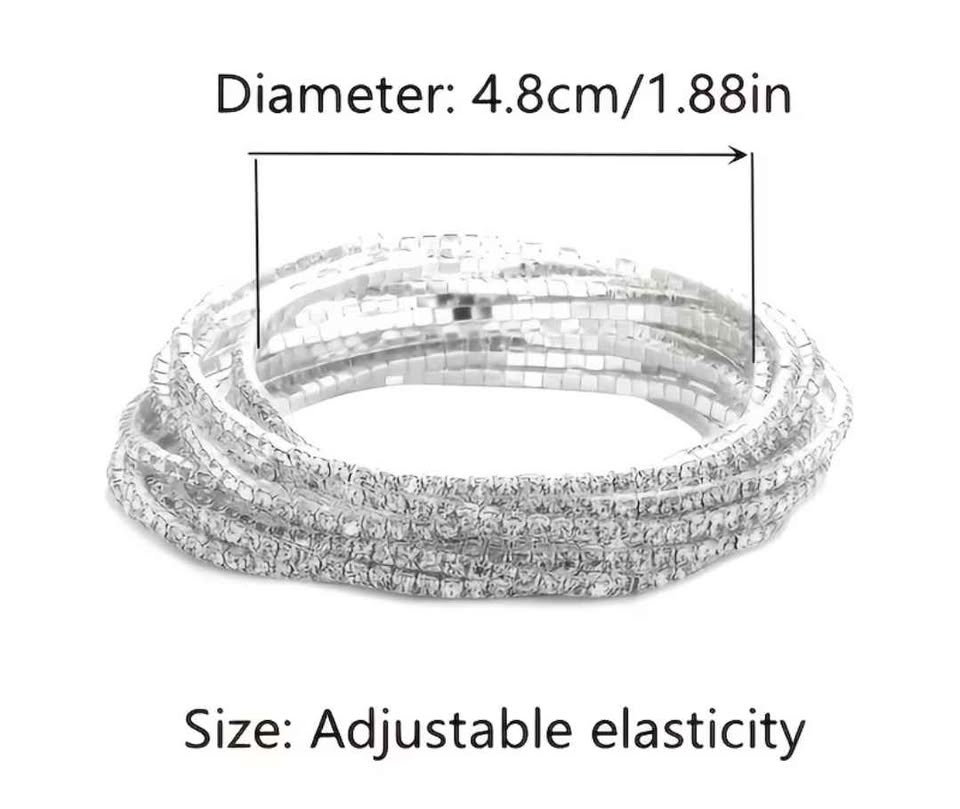 Elegant Set of 12 Elastic Rhinestone Stretch Bracelets🤎🤎 - photo 5