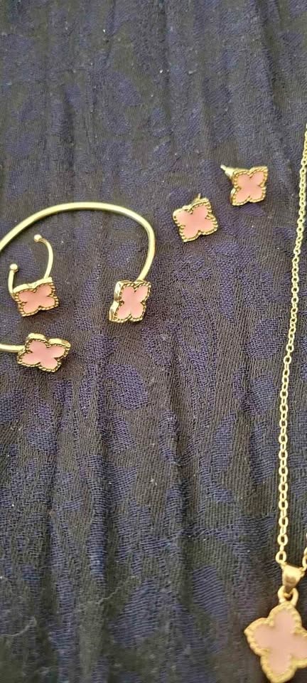 6 Pcs Four-Leaf Clover Jewelry Set - Pink