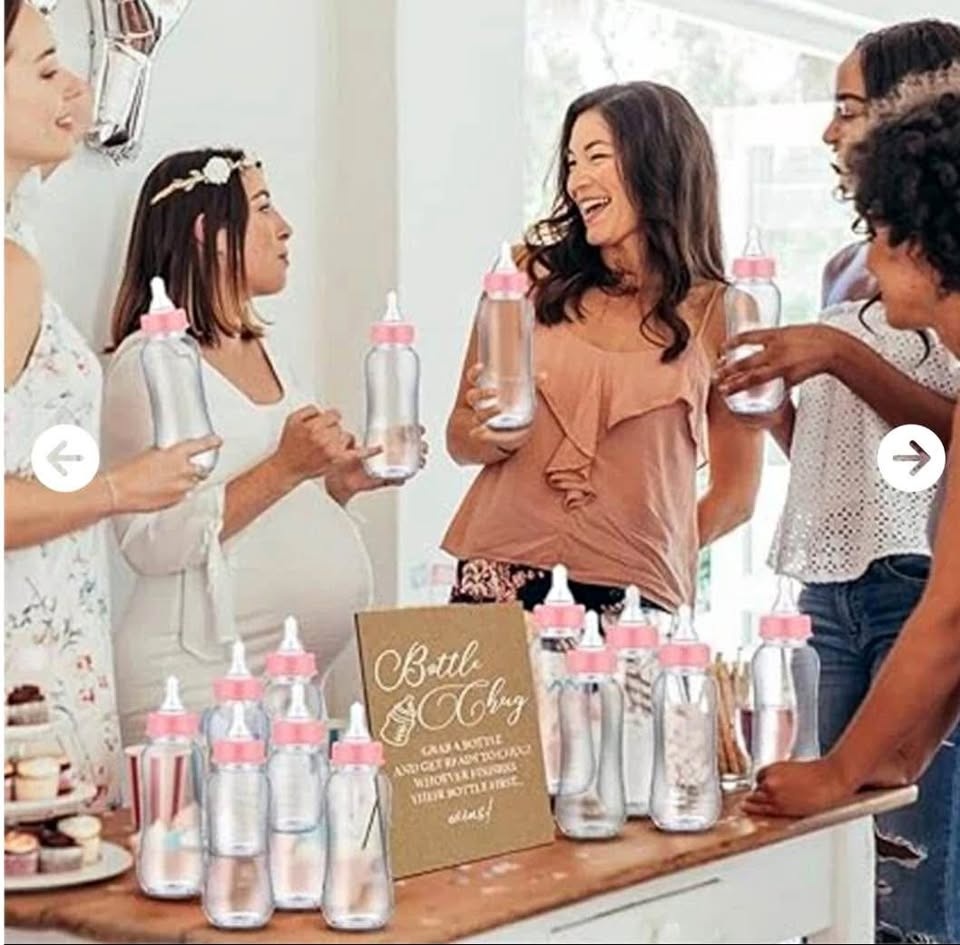 10 Pcs Bottle Chug Baby Shower Game with Wooden Sign