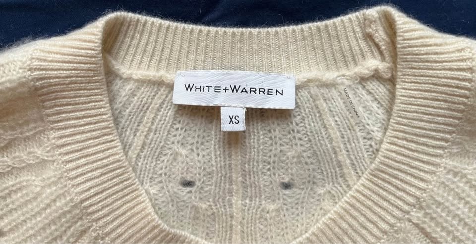 WHITE + WARREN Pointelle Sweater XS CASHMERE - photo 2