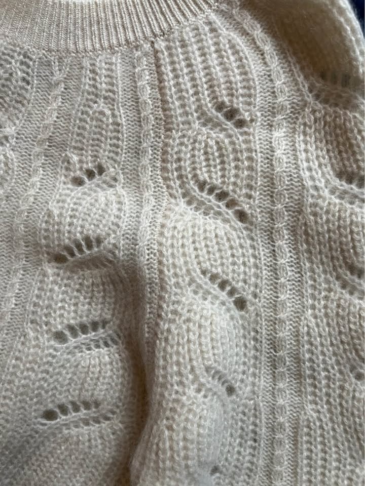 WHITE + WARREN Pointelle Sweater XS CASHMERE - photo 5