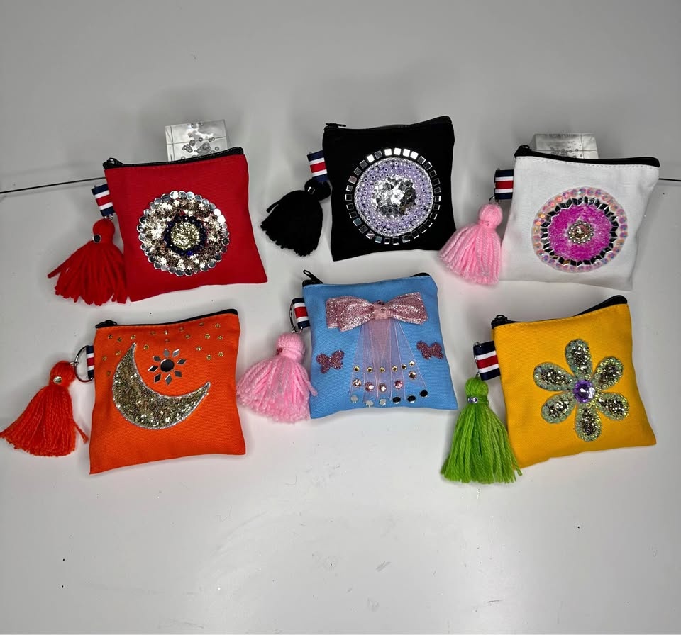 Bingo 🧡 Cute Colorful Embellished Tassel Keyring Pouches