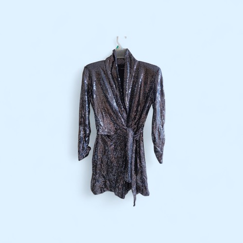 Zara Metallic Sequin Robe - Silver - photo 2