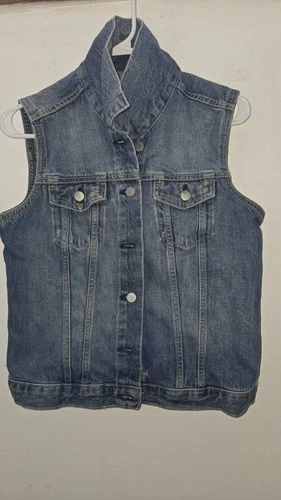 Gap 1969 Women Denim Jacket Medium Sleeveless Blue Jean Vest - photo 3