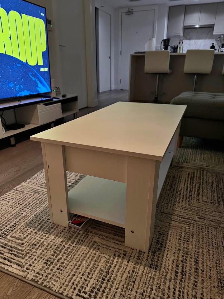 White Lift Top Coffee Table with Storage