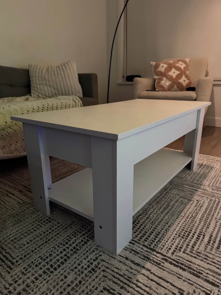 White Lift Top Coffee Table with Storage - photo 3
