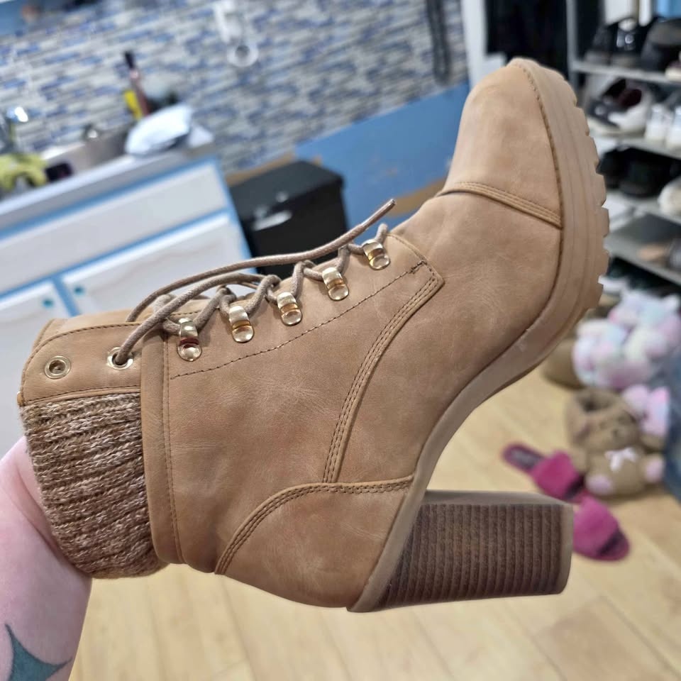 Brown heeled ankle boots