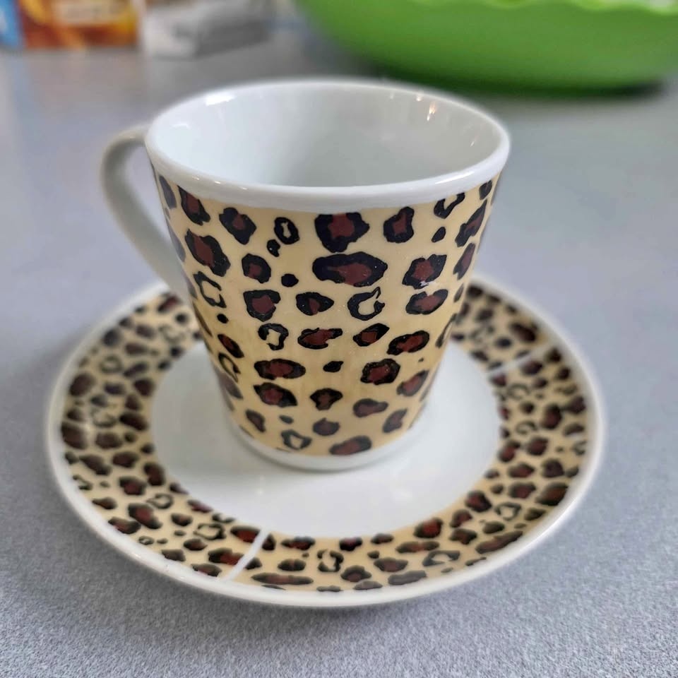Leopard print espresso set