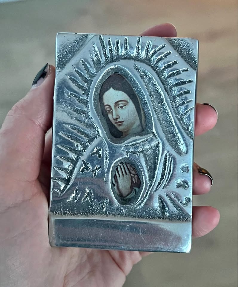 Vintage Our Lady of Guadalupe Cast Aluminum Icon Art