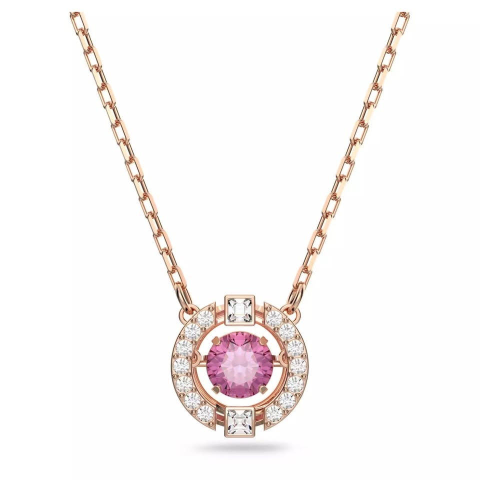 Swarovski Sparkling Dance Necklace Round, Red, Rose-Gold Tone - photo 2